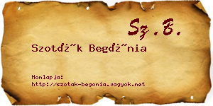 Szoták Begónia névjegykártya